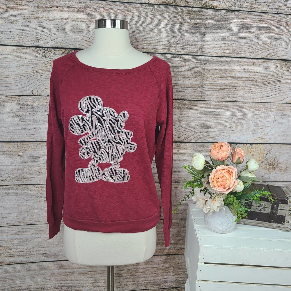 Disney Parks Pink Sequin Mickey Shirt Pink Fuschia Large (junior) 3 for 25